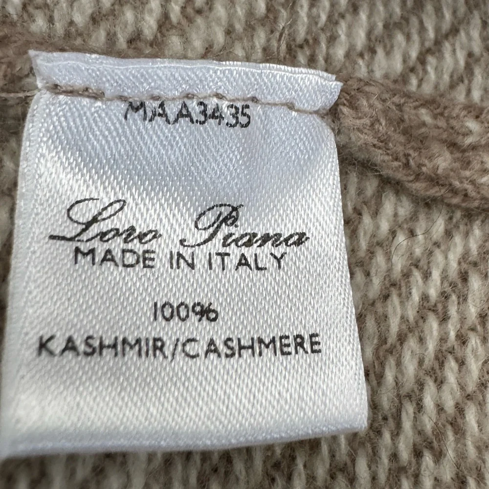 Loro Piana Roadster Pull 100% Cashmere Tan Half Zip-Up Sweater